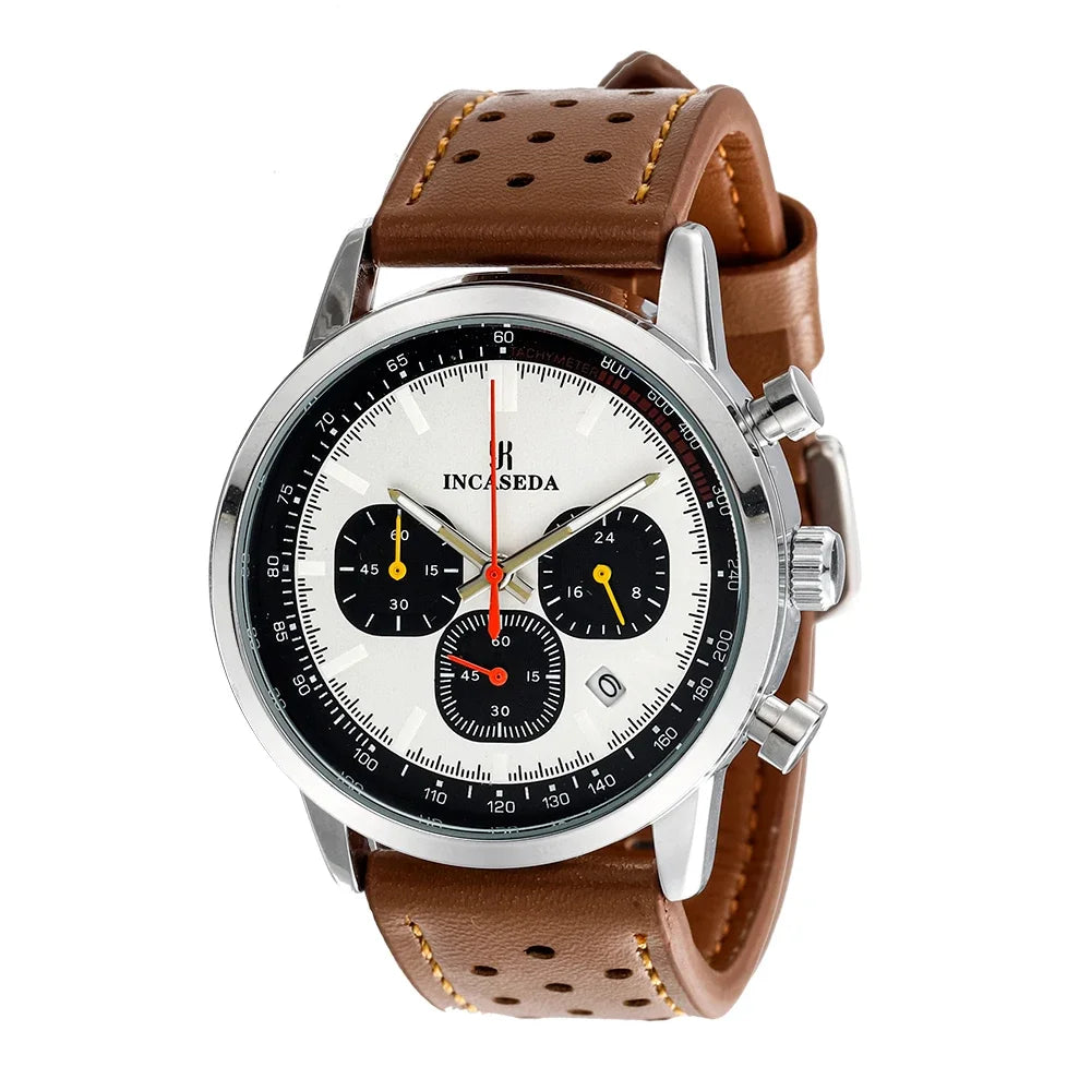 INCASEDA chronograph 42mm multifunctional quartz movement men's luxury series ultra bright luminous fashionable quartz watch