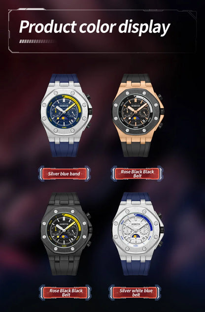 OCHSTIN Automatic Men Watches Luxury Designer Octagon Bezel Mechanical Date Day Night Dial Luminous Male Trendy Sport Wristwatch