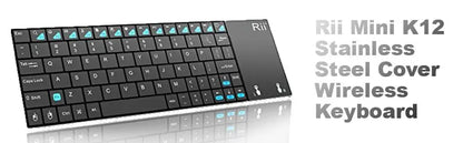 Teclado sem fios russo, espanhol, inglês e francês Rii K12+/i12+ Mini com touchpad para Android, portátil, PC e TV Box