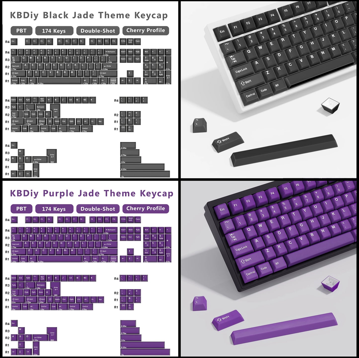 KBDiy 174 Teclas/Conjunto PBT GMK Apollo Keycap Double Shot Minimalista ISO Perfil Cherry para Teclado Mecânico Gaming Keycaps para MX