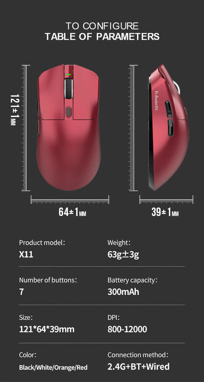 K-Snake X11 Bluetooth wireless mouse three-mode e-sports PAW3311 laptop desktop office game RGB magnetic charging