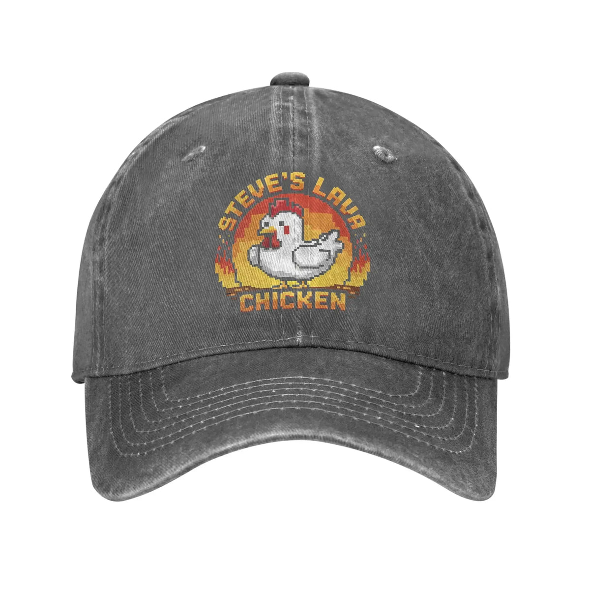 Șapcă de baseball unisex „Chicken Jockey Lava Chicken Print Steves Hat Fashion Distressed Washed”, ajustabilă