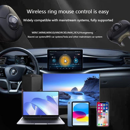 Trackball Finger Ring Mouse 2.4G + Bluetooth Wireless Remote Control Mouse for PPT, Presentations, Smart TV, Car Display & PC