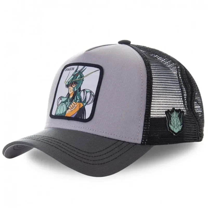 Saint Seiya pamut anime rajzfilm snapback pamut baseball sapka férfiak nők hiphop apa hálós teherautós sapka dropshipping