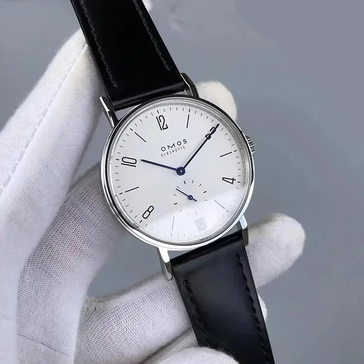 Men's 38mm automatic mechanical watch, compatible with Sea-Gull ST1731 movement, featuring a calendar, water resistance, and a t