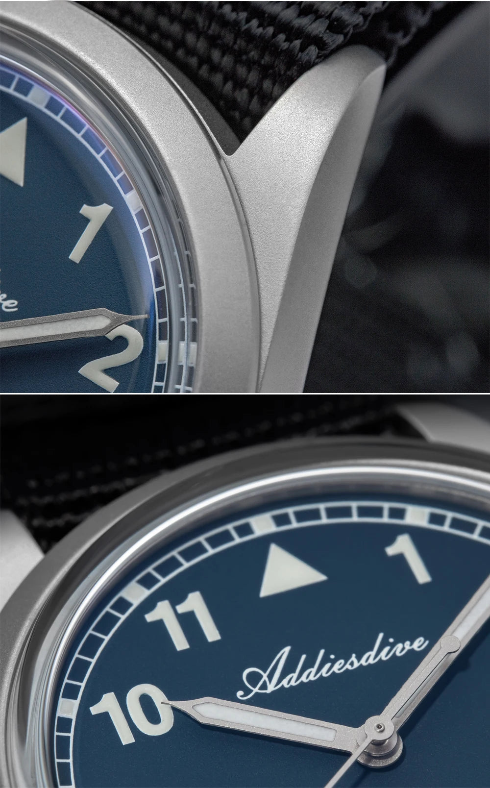 ADDIESDIVE Luxury Quartz Watch For Men New 36mm AR Coated Bubble Glass AD2079 Luminous 100m Waterproof Stainless Steel Men Gift