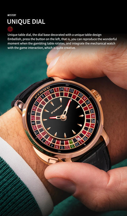 PINDU Watch Top Brand Luxury Upgraded Version Button Roulette Men's Mechanical Watch Stainless Steel NH35A Sapphire Glass Watch