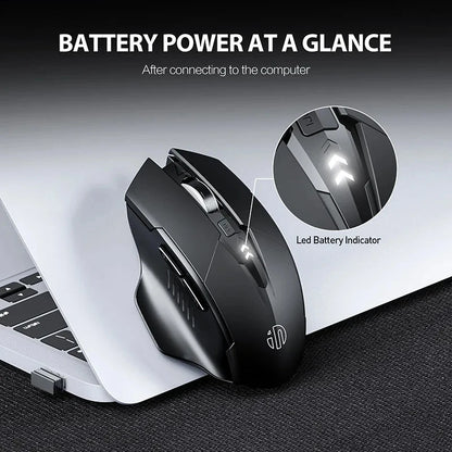 INPHIC F1 2.4G Wireless Mouse, Ergonomic Rechargeable Wireless Mouse with Power Display, Silent 2400 DPI USB Wireless Mouse for Laptop, Desktop & Office