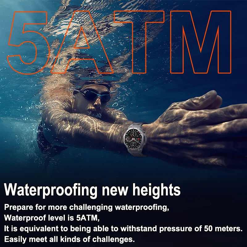 New T-Rex 3 Military Outdoor Sports Smart Watch Men GPS Motion Track 5 ATM Waterproof Heart Rate HD Bluetooth Call Smart Watch