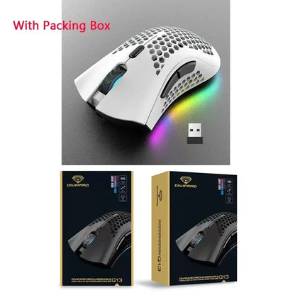 BM600 Wireless Gaming Mouse USB 2.4GHz Rechargeable RGB Wireless Mouse, Ergonomic Honeycomb Optical Mouse for PC, Laptop & Office