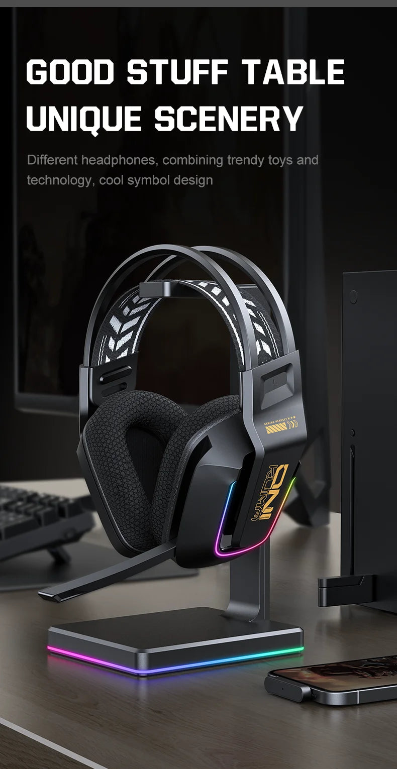 Auscultadores Gaming Sem Fios ONIKUMA GT828 Bluetooth 5.3 RGB com Microfone, Cancelamento de Ruído e Ligação em 4 Modos para PC, PS5 e Portátil