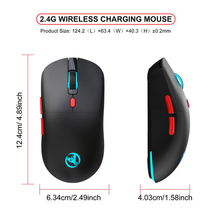Rechargeable 2.4G USB Wireless Mouse, RGB Wireless Mouse with 3600 DPI, Ergonomic Rechargeable Wireless Mouse for Laptop, PC, Home Office & Gaming