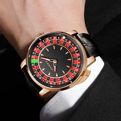 PINDU Watch Top Brand Luxury Upgraded Version Button Roulette Men's Mechanical Watch Stainless Steel NH35A Sapphire Glass Watch