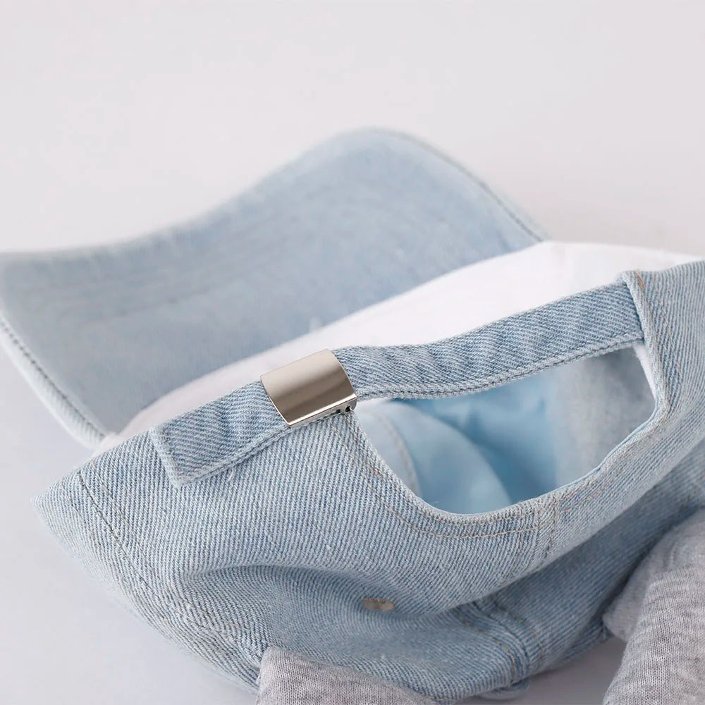 New MinJi Haerin OMG Stage Long Rabbit Ear Hat Y2K Style Denim Blue Baseball Cap Fashion Hip-Pop Cap Couple Birthday Gifts