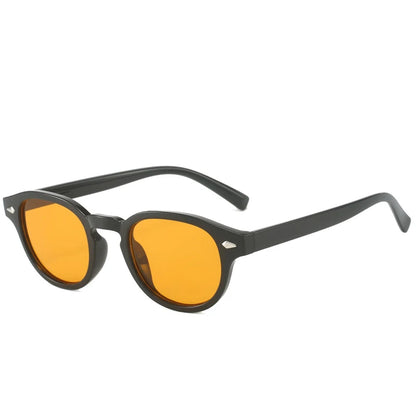Simple Vintage Round Sunglasses Women Men 2025 Luxury Brand Design Retro Rivet Yellow Blue Lens Square Sun Glasses Female UV400