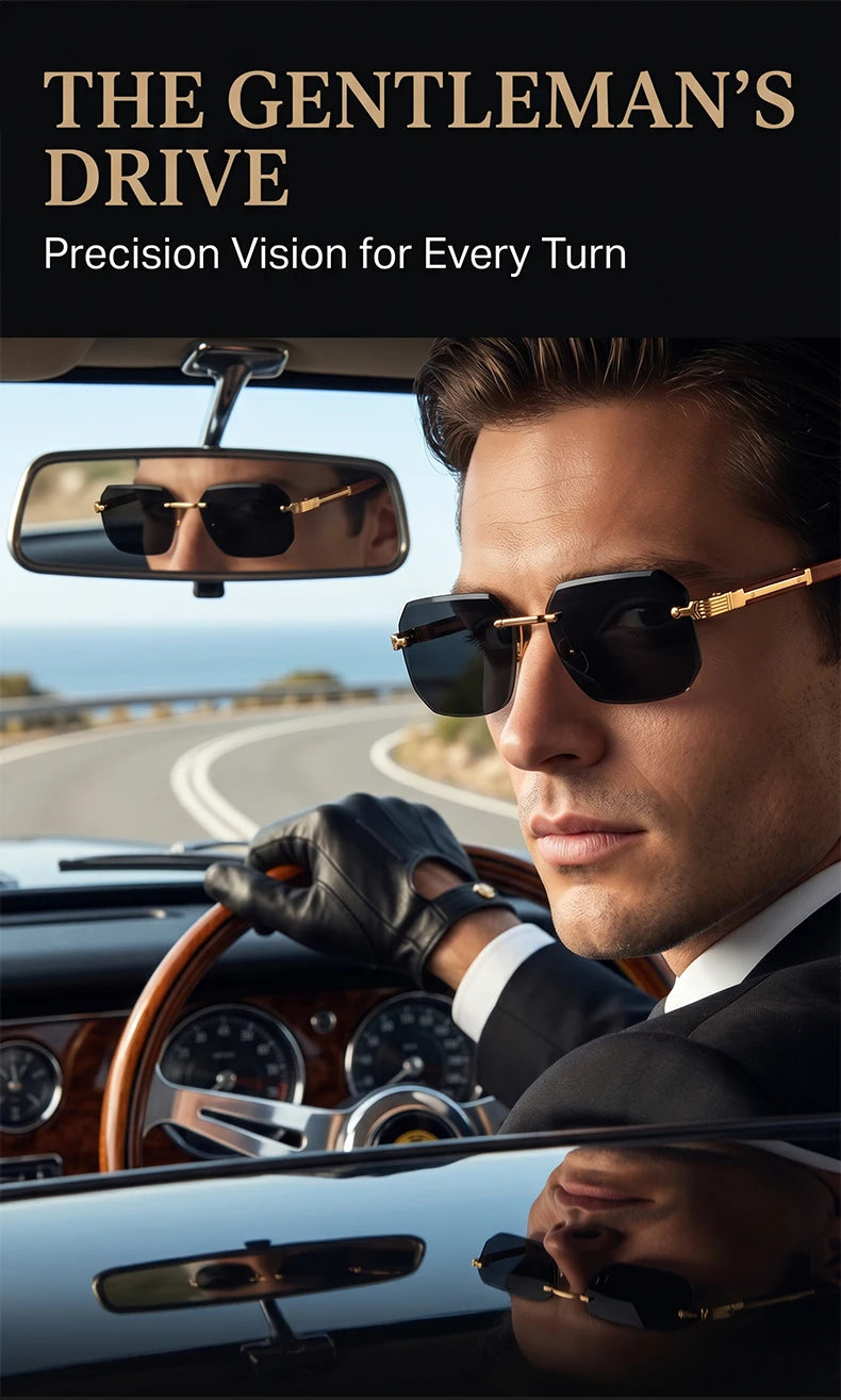 Vintage Punk Rectangle Rimless Sunglasses Men 2026 Luxury Brand Geometric Polygon Sun Glasses Male Trendy Square Shades Eyewear