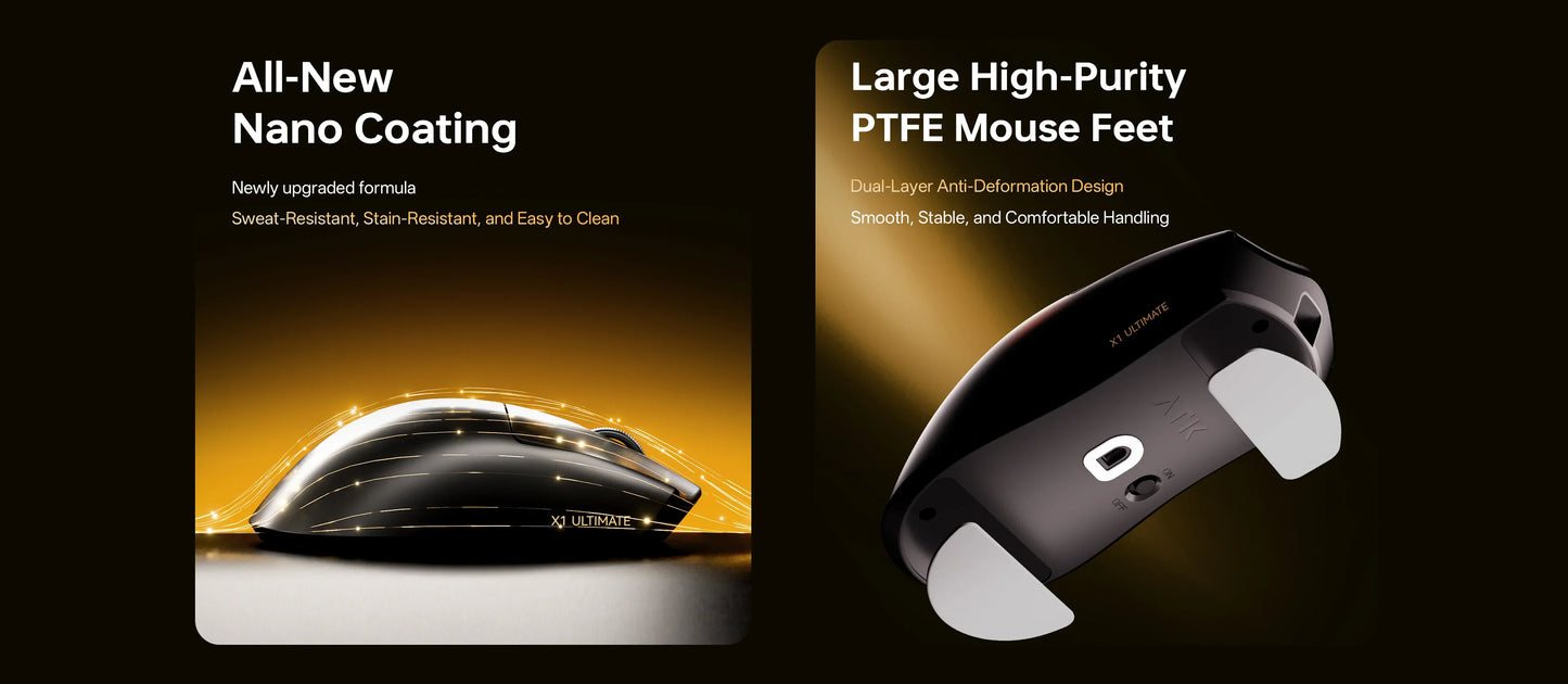 Mouse wireless ATK Blazing Sky X1 V2 Ultimate Dual Mode ultraleggero PAW3950 Ultra Dual 8K HZ a bassa latenza con ergonomia personalizzata