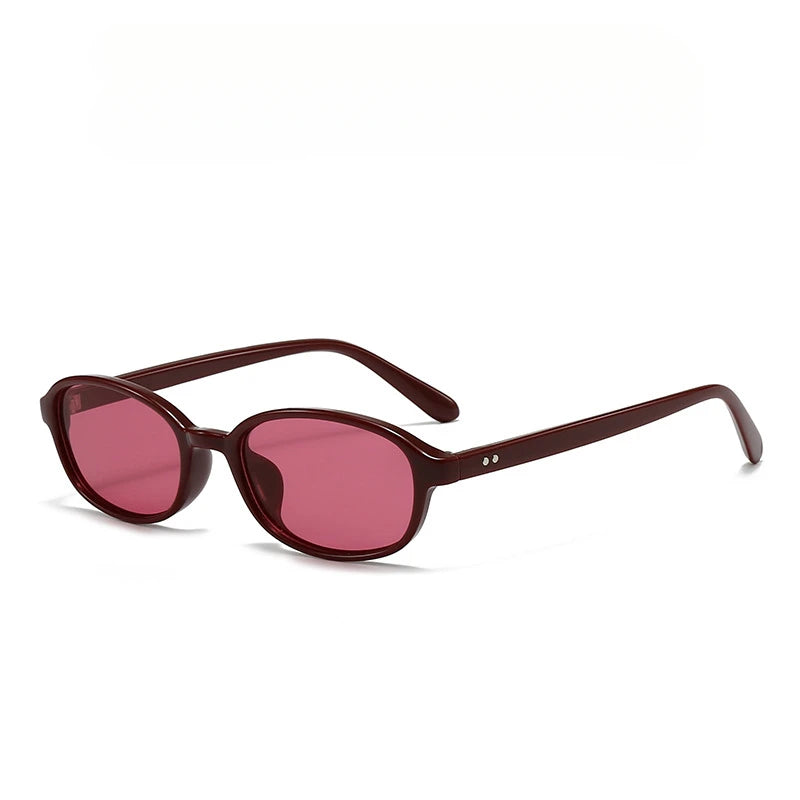 Personalized oval-shaped small frame plastic-rimmed sunglasses for men and women, suitable for daily sun protection
