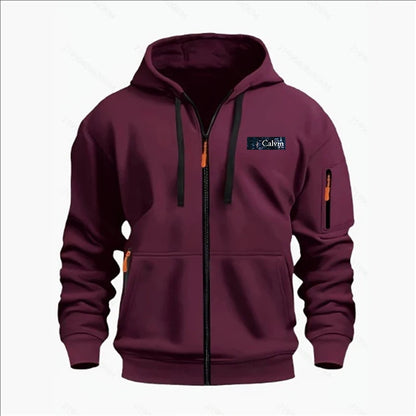 Men's Sweatshirts with Zipper Pockets Thin Solid Color Half Tracksuit Casual Outdoor Hooded Tracksuit Long Sleeves Jacket Coats