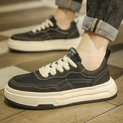 Ultralette, åndbare mesh-sneakers til mænd 2025 – moderigtige fritidssko med tyk sål, behagelige snøresko til daglig gang
