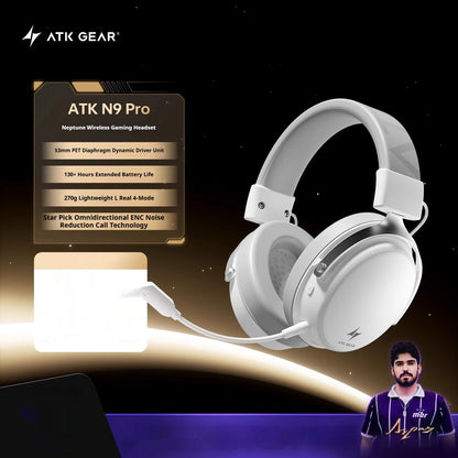 Nouveau casque de jeu sans fil ATK N9, écouteurs à quatre modes avec haut-parleur dynamique de 53 mm, son spatial 3D, casque audio Hi-Fi, cadeau.