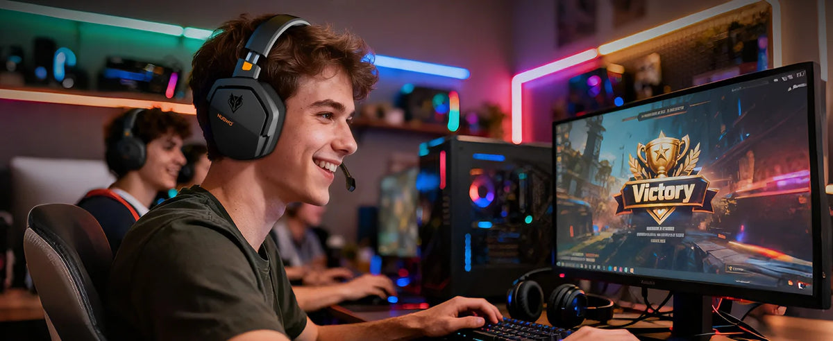 NUBWO G06 Casque Gaming Sans Fil 2.4GHz Bluetooth 5.3 Stéréo Double Mode avec Micro pour PS5 PS4 PC Switch Mobile Ordinateur Portable, pour Joueurs