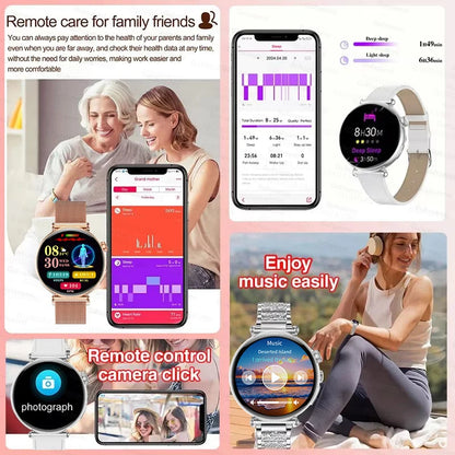 New 1.32inch Smart Watch For Women Health ECG Health Lady Watches Full Touch Screen Call Custom Dial Diamond Strap Smartwatch