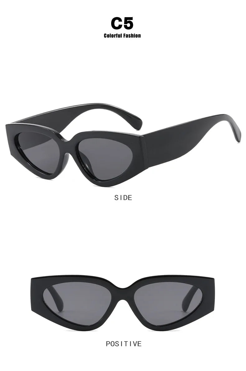 Black White Cat Eye Sunglasses for Women Trendy Vintage Thick Frame Sun Glasses 2025 Classic Shades ladies Goggle