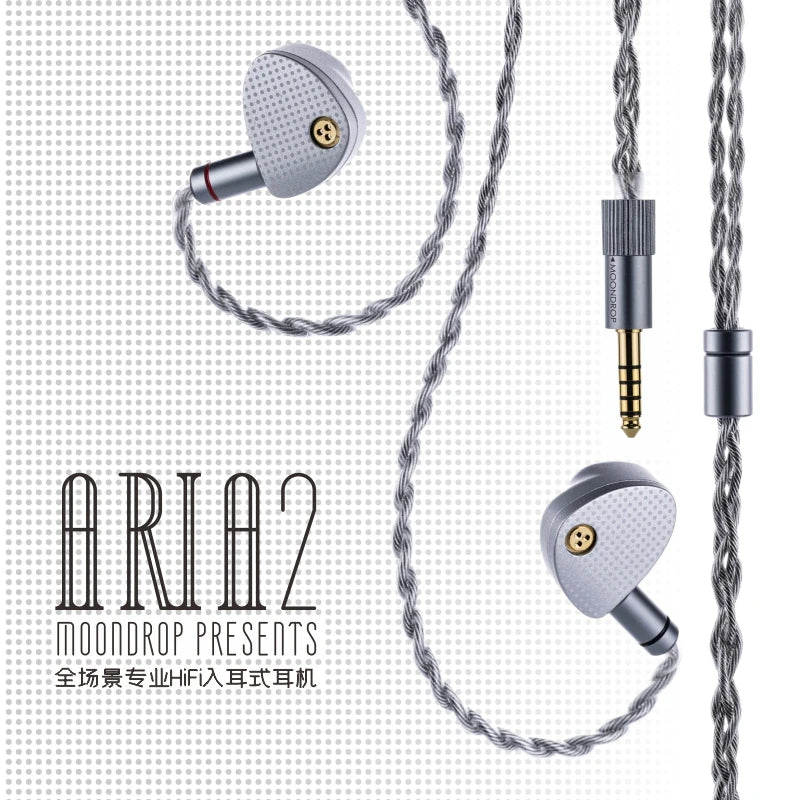 MOONDROP Aria 2 HiFi Wired IEM Earphones with Detachable Cable, High Performance Dynamic Driver In-Ear Monitor Earbuds 3.5mm/4.4mm Plug