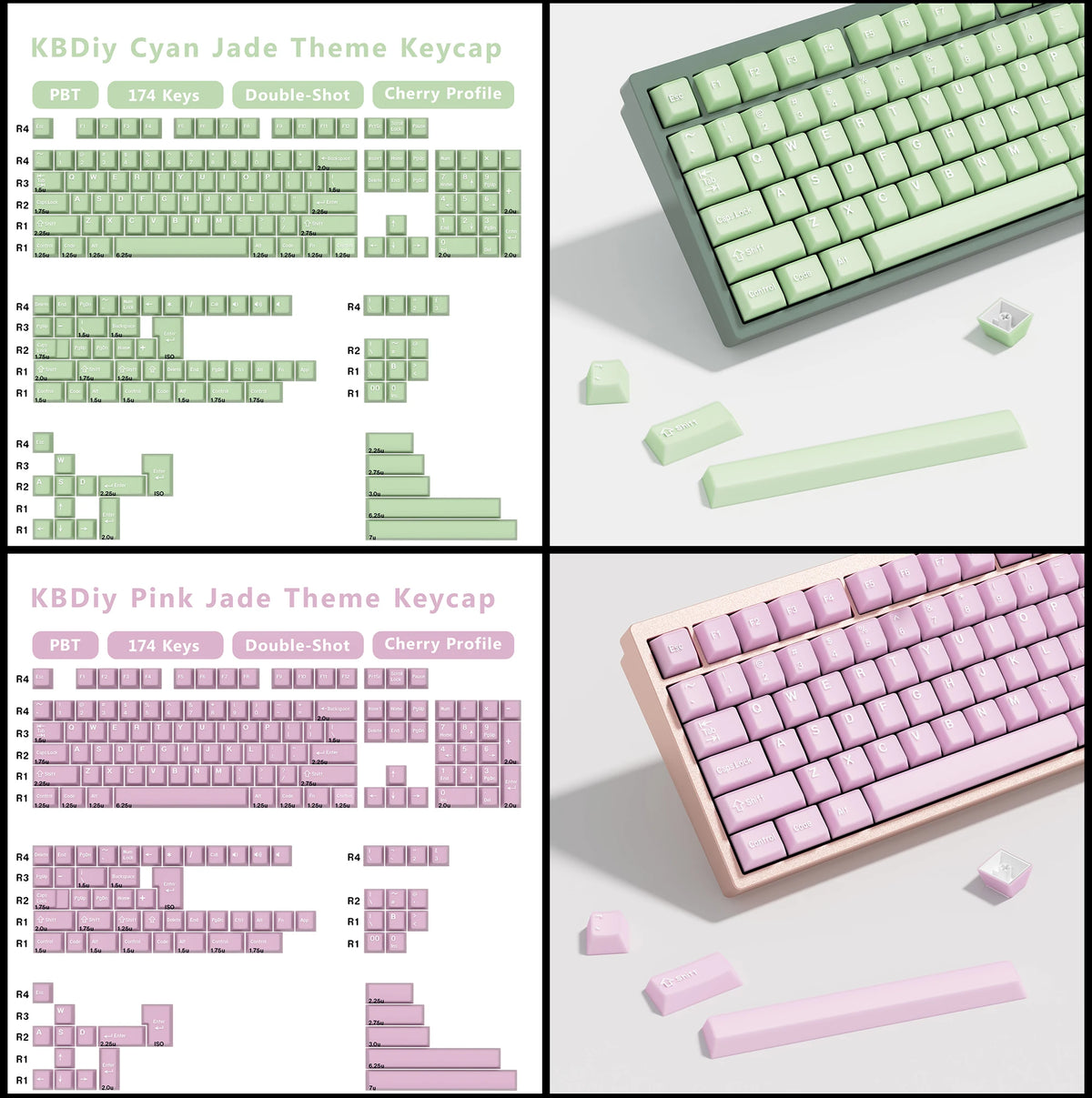 KBDiy GMK WOB Keycap Cherry Profile Double Shot PBT ISO 7u Black and White Keycaps For Mechanical Keyboard Retro Gaming Key Cap
