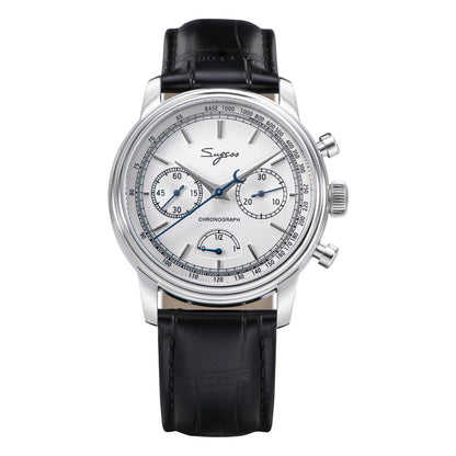 Sugess Watch of Men Pilot 1963 Wristwatches ST1906 Chronograph Handwind Movement Domed Sapphire Waterproof PowerReserve Lume V2