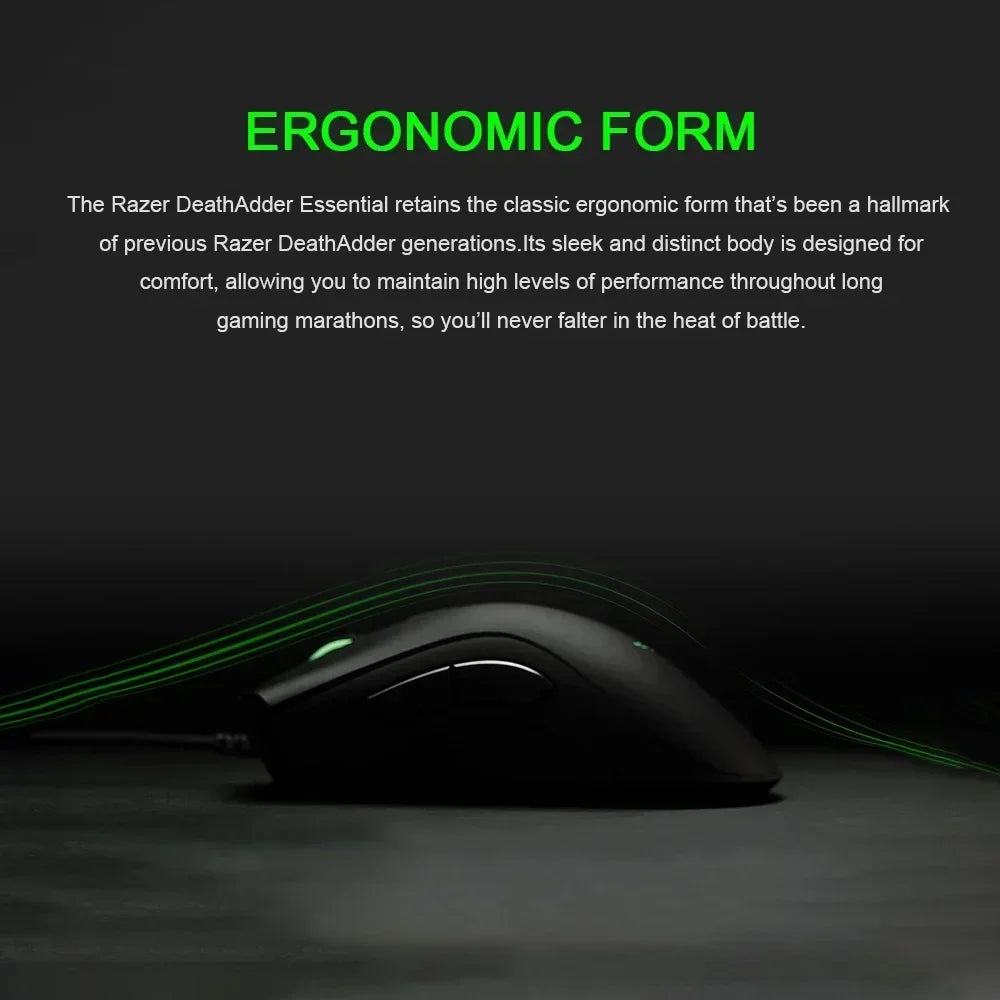 Razer DeathAdder Essential Wired Gaming Mouse, 6400 DPI Optical Gaming Mouse with 5 Programmable Buttons, Ergonomic USB Gaming Mouse for PC & Laptop