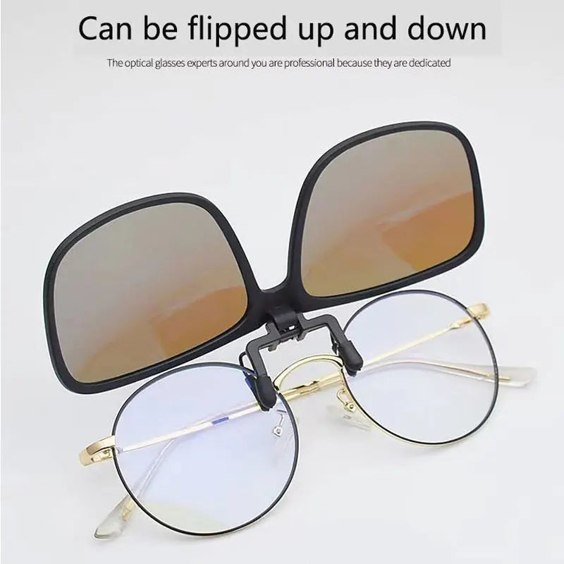 BOYSEEN Polarized Flip Clip Sunglasses Driving Dark UV400 Photochromic Anti Glare Lens Sun Glasses Car Driver Vintage Square