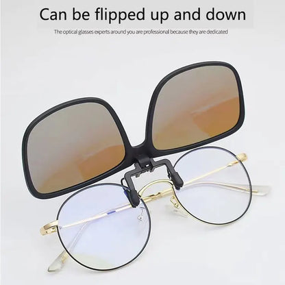 BOYSEEN Polarized Flip Clip Sunglasses Driving Dark UV400 Photochromic Anti Glare Lens Sun Glasses Car Driver Vintage Square