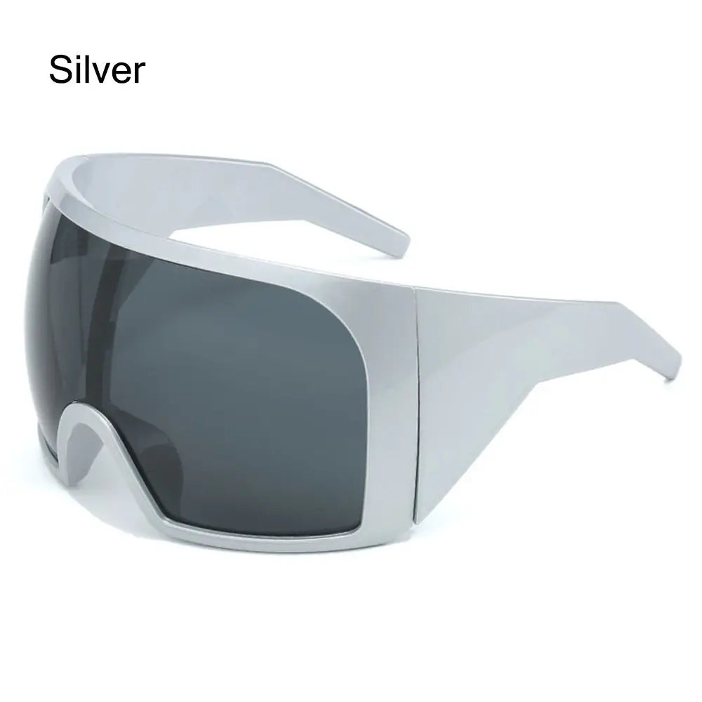 Futuristic Wrap Around Sunglasses Rave Curved Lens UV400 Protection 2000'S Eyewear Oversized Y2K Sun Glasses for Women & Men