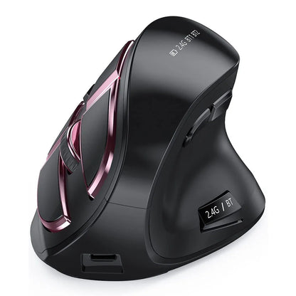 Seenda Vertical Wireless Mouse Bluetooth 5.0 Rechargeable Ergonomic Mouse for PC, Laptop, Mac, iPad & Tablet, 2.4G USB Multi-Device Wireless Mouse