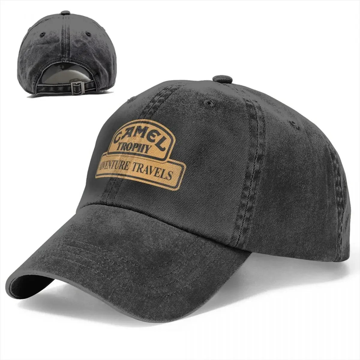 Czapka baseballowa w stylu retro Camel Trophy Racing dla mężczyzn i kobiet, z postarzanego dżinsu, z zatrzaskiem, na lato, do aktywności na świeżym powietrzu, miękka czapka bez usztywnienia