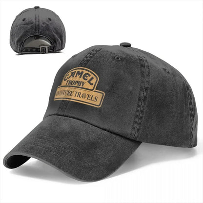 Czapka baseballowa w stylu retro Camel Trophy Racing dla mężczyzn i kobiet, z postarzanego dżinsu, z zatrzaskiem, na lato, do aktywności na świeżym powietrzu, miękka czapka bez usztywnienia