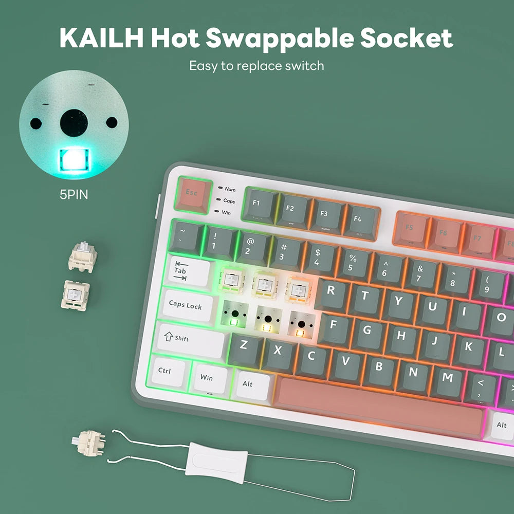 RK S98 ROYAL KLUDGE Top Mount Mechanical Keyboard TFT Screen Knob 96% RGB Backlit Tri-mode Wireless Gaming Keyboard PBT Keycaps