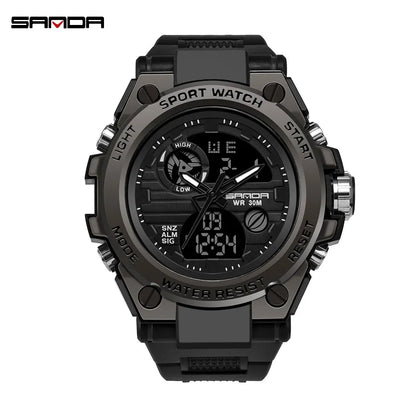 SANDA Top Luxury Watches Men Military Army Mens Watch Waterproof Sport Wristwatch Dual Display Watch Male Relogio Masculino