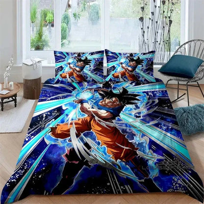Cartoon/Anime Son Goku Dragon Ball Themed Printed Bedding Set: This soft and comfortable set includes a duvet cover and pillowca