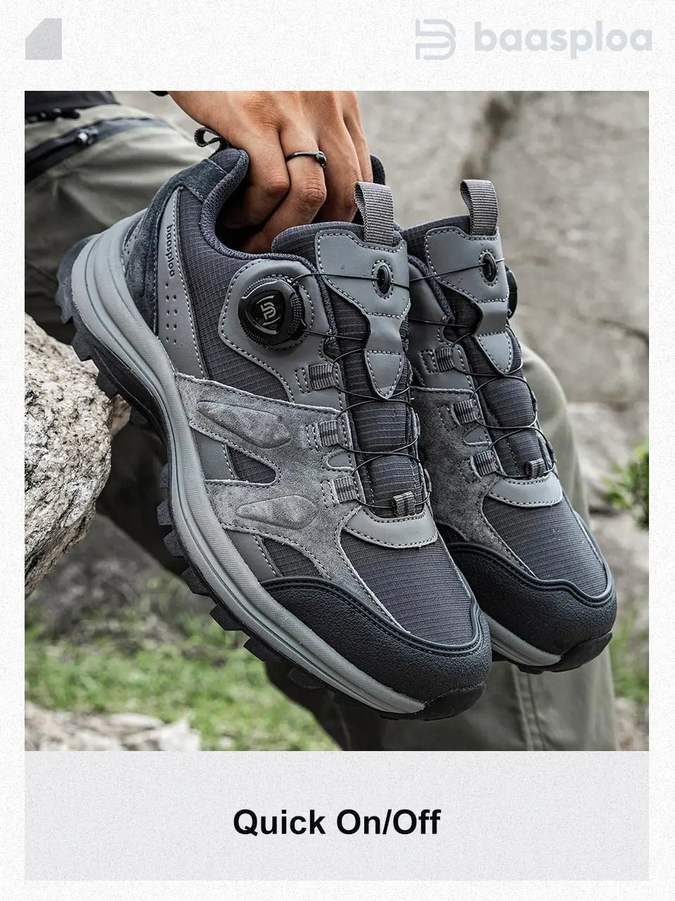 Baasploa Men Hiking Shoes Non-Slip Wear Resistant Outdoor Climbing Walking Shoes for Men Comfort Inner Cotton Outdoor Sneakers