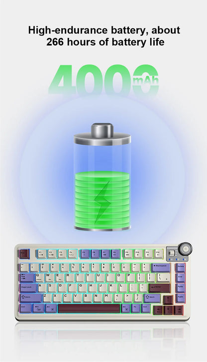 AULA AU75 Three Mode Mechanical Keyboard 81 Keys Hot Swappable RGB Esports Gaming Keyboard PBT Keycap PC Desktop Typing Keyboard