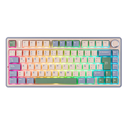 EPOMAKER AULA F75 ISO-ES 75% Spanish QWERTY Hot-Swap Gasket-Mounted Wired/Bluetooth/2.4GHz Wireless Mechanical Gaming Keyboard RGB Backlight