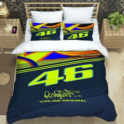 Motorcycle Fleet VR-46 Pattern Quilt Cover With Pillowcases Microfiber 3D Digital Printed Bedding Set Twin Full Queen King