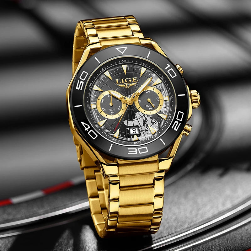 LIGE Top Brand Luxury Mens Watches Casual Business Watch Men Fashion Waterproof Military Men's Quartz Wristwatch Montre Homme