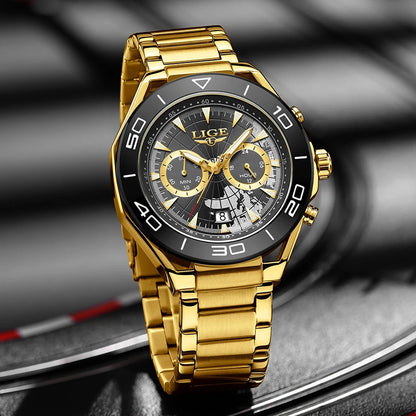 LIGE Top Brand Luxury Mens Watches Casual Business Watch Men Fashion Waterproof Military Men's Quartz Wristwatch Montre Homme