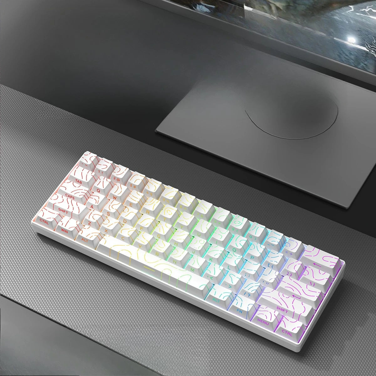 Wireless Gaming Mechanical Keyboard 60% RGB Bluetooth Keyboard, Triple Mode Wireless Mechanical Keyboard with 61 Keys, Compact RGB Gaming Keyboard for PC, Laptop & Tablet