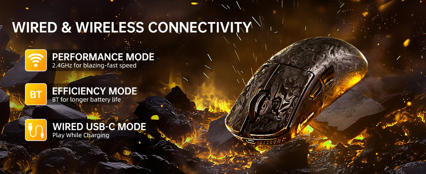 ATTACK SHARK R11 ULTRA trådlös gamingmus i kolfiber, 8000Hz, PAW3950MAX, 42000DPI, 49g lättvikt, 20000FPS, Nordic 52840
