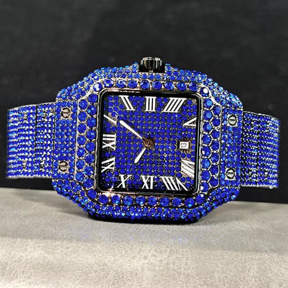 Hot UNIGUET Men's Square Watch Luxury Hip Hop Diamond Jewelry Waterproof Stainless Steel Quartz Wristwatch Fashion Man Accessory
